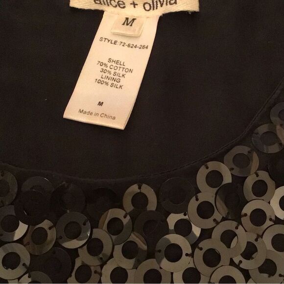 Alice & Olivia Silk Black Sequined Mini Dress - Picture 5 of 6